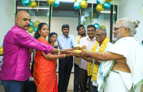Lamp lighting ritual at Longshore Labs Chennai office inauguration event